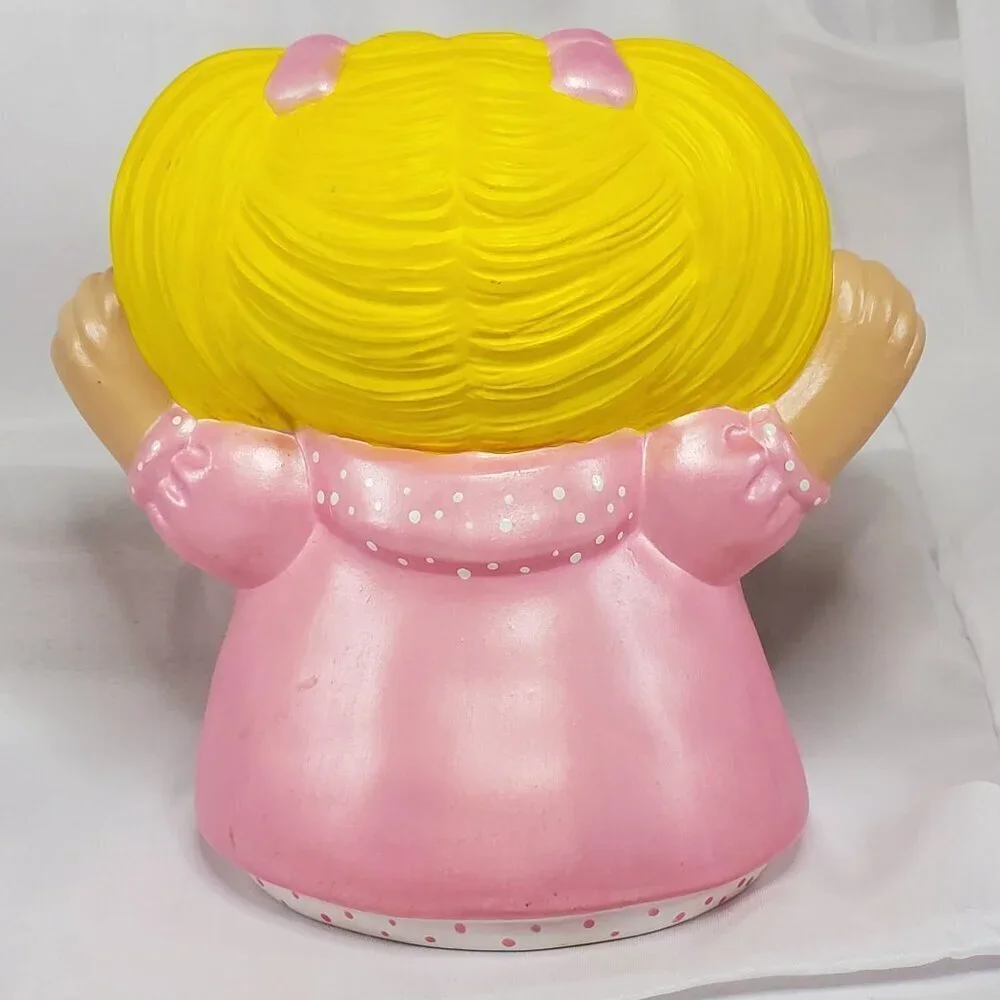 Cabbage Patch Kids Ceramic Figure hand painted Pink Blonde Girl 7.5 inches Tall